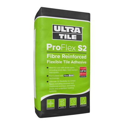 Ultratile Proflex S2 Semi-Rapid Highly Flexible Wall & Floor Tile Adhesive White 20Kg from B&Q