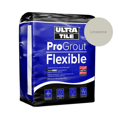 Ultratile Progrout Flexible Waterproof All Purpose Tile Grout 3Kg Limestone from B&Q