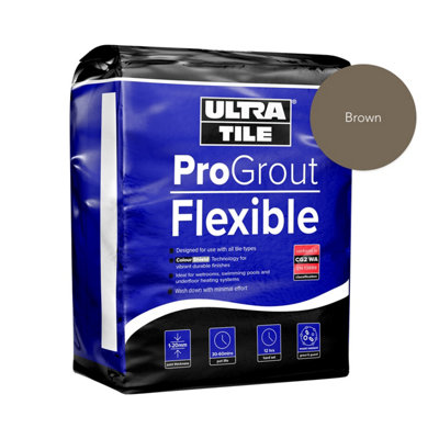 Ultratile Progrout Flexible Waterproof All Purpose Tile Grout 3Kg Brown from B&Q