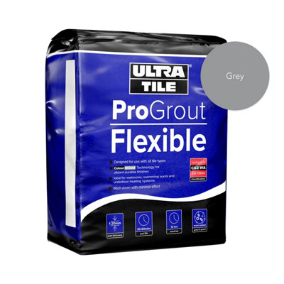 Ultratile Progrout Flexible Waterproof All Purpose Tile Grout 3Kg Grey from B&Q