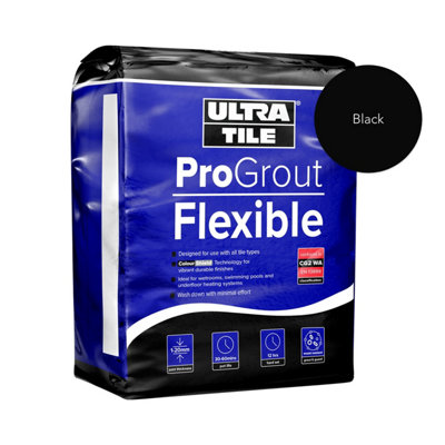Ultratile Progrout Flexible Waterproof All Purpose Tile Grout 3Kg Black from B&Q
