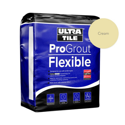 Ultratile Progrout Flexible Waterproof All Purpose Tile Grout 3Kg Cream from B&Q