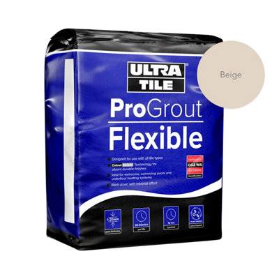 Ultratile Progrout Flexible Waterproof All Purpose Tile Grout 3Kg Beige from B&Q
