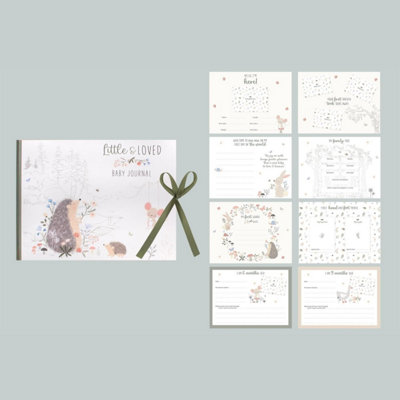 Baby Record Book Ribbon Animal Print Keepsake Milestone Memory Journal 24X18Cm from B&Q