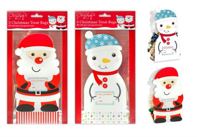 Yes-Online Christmas Treat Bags Set Of 6 Xmas Gift Bag Santa Snowman Xmas Decorations Gifts from B&Q