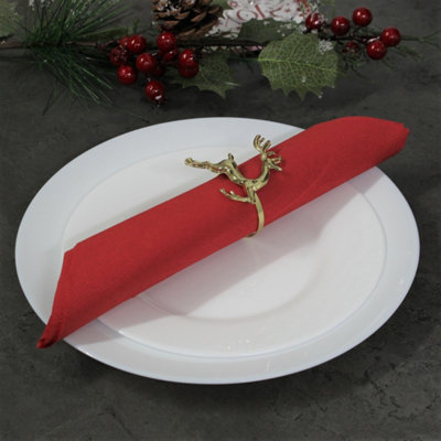  - Gold Napkin Ring Reindeer Design Zinc Alloy Christmas Festival Tabletop Setting