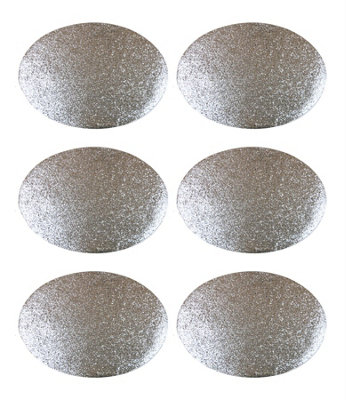 Yes-Online 6 Placemats Set Christmas Silver Glitter Oval Festive Xmas Table Home Decor from B&Q