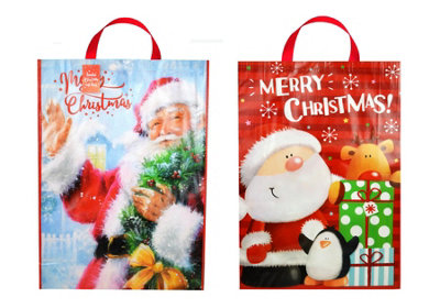 Yes-Online 2X Jumbo Gift Bag Christmas Xmas Presents Extra Large Novelty Santa Red Set