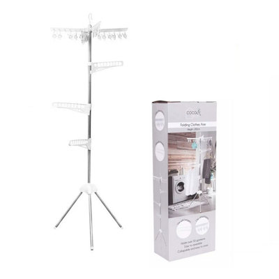 Folding Clothes Airer Stand Coat Hanger Hooks Sock Peg Dryer Holds 50 Garments from B&Q