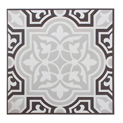 Yes-Online Vinyl Floor Tiles Brown Soft Grey White Self Adhesive Vinyl Flooring Peel Stick 1Ft X 1Ft Mosaic Crest Kitchen Pack Of 4 (0.37Sqm) from B&Q