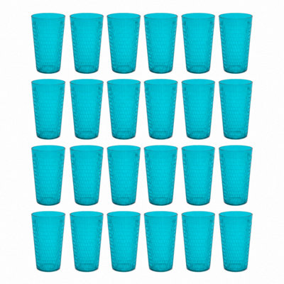 Yes-Online Pack Of 24 Teal Plastic Tumblers 600Ml Honeycomb Reusable Cups For Bbqs Parties Picnics Garden Dining from B&Q