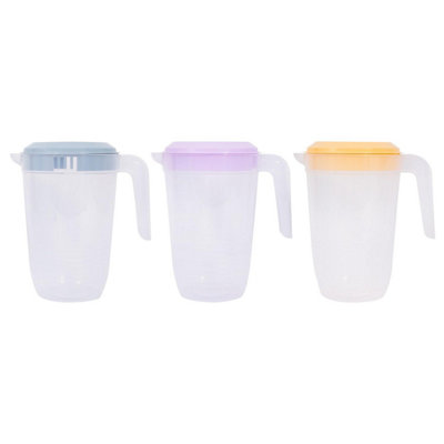 Yes-Online Pack Of 3 Drinking Jugs Colourful Pastel Pitchers Summer Garden Party Bbq Re-Usable Plastic from B&Q