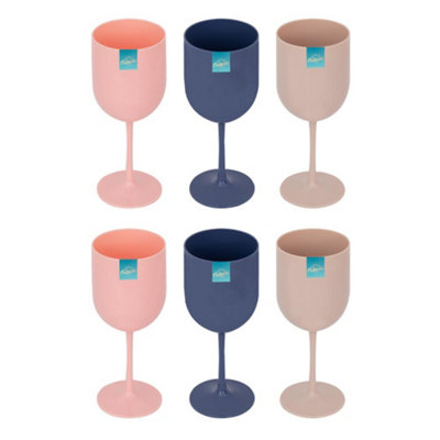 Yes-Online Set Of 6 Plastic Wine Goblets Cups Summer Juice Cocktails Picnic Dining from B&Q