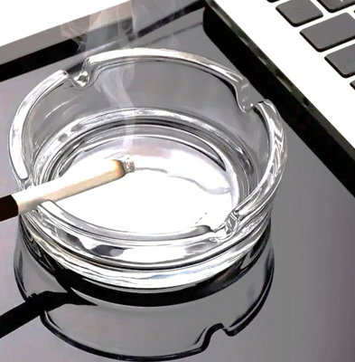 Round Glass Ashtray Cigarette Butt Smoking Ashtray For Home Pub Garden 10.5Cm from B&Q