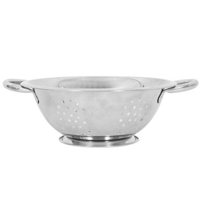 Colander Shallow With Handle 22Cm Stainless Steel Round Pasta Vegetable Strainer from B&Q