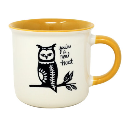  - Coffee Mug Tea Mug Owl Design New China Yellow Dishwasher Microwave Safe 370Ml