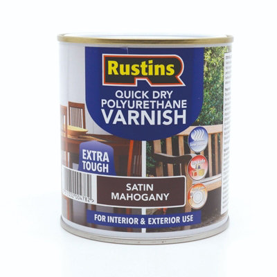 Rustins Quick Drying Polyurethane Varnish Satin Mahogany 1L from B&Q