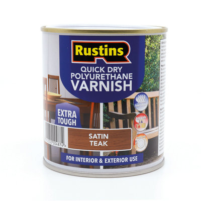 Rustins Quick Drying Polyurethane Varnish Satin Teak 1L from B&Q