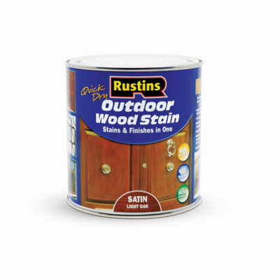 Rustins Quick Dry Outdoor Wood Stain 1L Satin Light Oak from B&Q