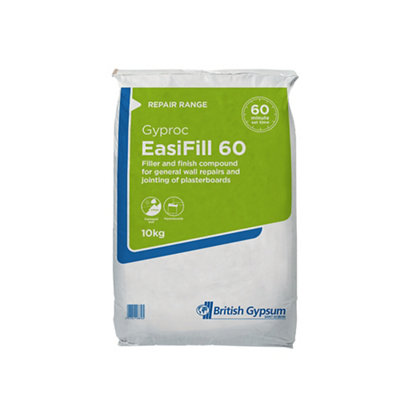 Gyproc Easi-Fill Quick Dry White Two-Coat Filler & Jointing Compound 10Kg Bag from B&Q