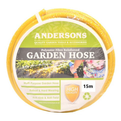 Andersons 15M Garden Hose Heavy Duty Reinforced Extra Thick Sheathing Yellow from B&Q