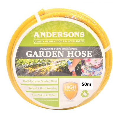 Andersons 50M Garden Hose Heavy Duty Reinforced Extra Thick Sheathing Yellow from B&Q