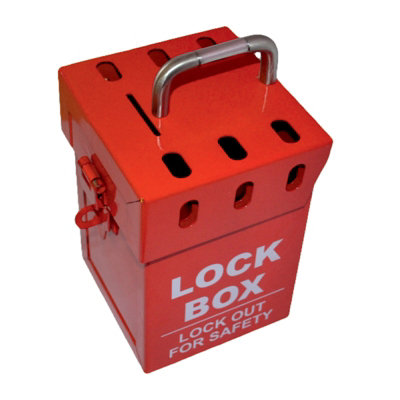 B&Q Lockout Compact Padlock Lockbox Red Holds Up To 7 Padlocks Carry Handle On Top