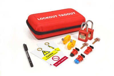 B&Q Lockout Tagout Electrical Kit - 11 Piece - Carry Pouch - Padlocks - Tags - Circuit Breakers - Pen