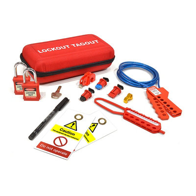 B&Q 13 Piece Lockout Electrical Maintenance Kit - Padlocks - Tags - Circuit Breakers - Cable Lockout - Hasp - Pen - Carry Pouch