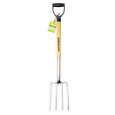 Andersons Stainless Steel Garden Border ForkAsh Wood ShaftD-Shape Plastic Handle from B&Q