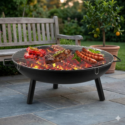  - 23 Inch Round Outdoor Fire Pit Bowl & Camping Heater Log Burner