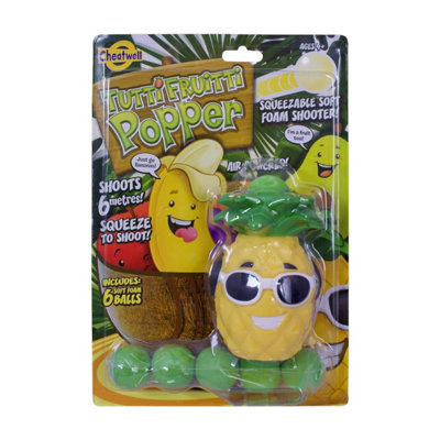 Cheatwell Games Cheatwell Squeeze Pineapple Popper Toy Air-Powered Foam Ball Shooter For Kids 4+ Indoor & Outdoor Fun Safe Soft Balls from B&Q