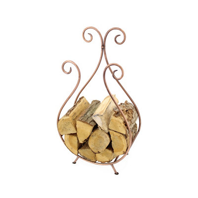 Slemcka Traditional Antique Copper Effect Steel Log Basket (H)660mm (D)180mm from B&Q