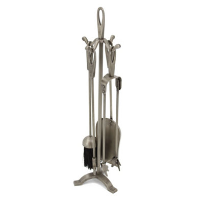 Slemcka Pewter Effect Metal 5 Piece Companion Set from B&Q