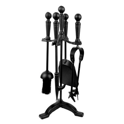 Slemcka Black Cast Iron Effect Metal 5 Piece Fireplace Companion Set from B&Q