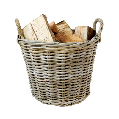 Slemcka Mansion Contemporary Natural Wicker Log Basket (H)380mm (D)400mm from B&Q