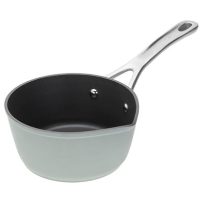 Laura Ashley Forged Aluminium Non-Stick Milkpan / Saucepan - Sage Leaf 16Cm