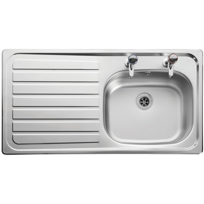Leisure Lexin Stainless Steel 2 Tapholes Kitchen Sink 1.0 BowlLeft Drainer Ln95L from B&Q