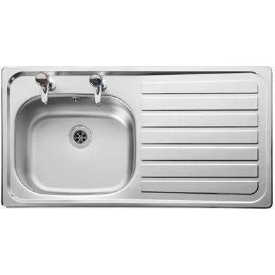 Leisure Lexin Stainless Steel 2 Tapholes Kitchen Sink 1.0 Bowl Right Drainer from B&Q