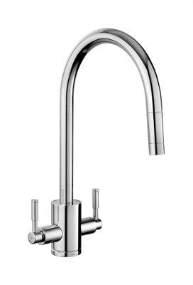 B&Q -  Aquatrend Kitchen Sink Tap Chrome Swivel Spout Mixer Hot Pull Out
