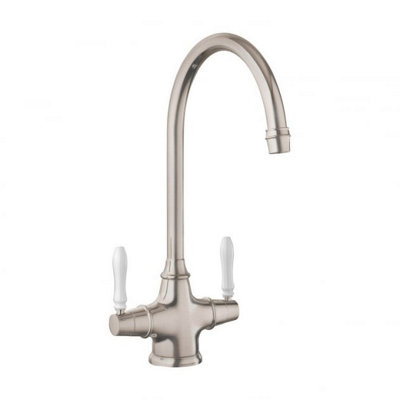 Rangemaster Belfast Tbm1Bf Dual Lever Monobloc Mixer Tap Brushed Finish from B&Q