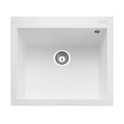 B&Q -  Oridian Artic White Granite Composite 1 Bowl Kitchen Sink 500mm X 570mm