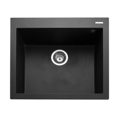 B&Q -  Oridian Charcoal Granite Composite 1 Bowl Kitchen Sink 500mm X 570mm