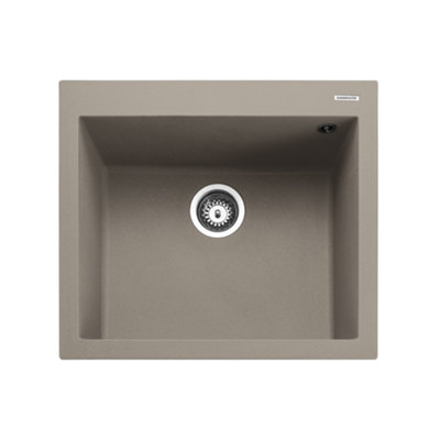 B&Q -  Oridian Pebble Granite Composite 1 Bowl Kitchen Sink 500mm X 570mm
