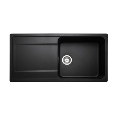 B&Q -  Loa Charcoal Granite Composite 1 Bowl Kitchen Sink 500mm X 1000mm