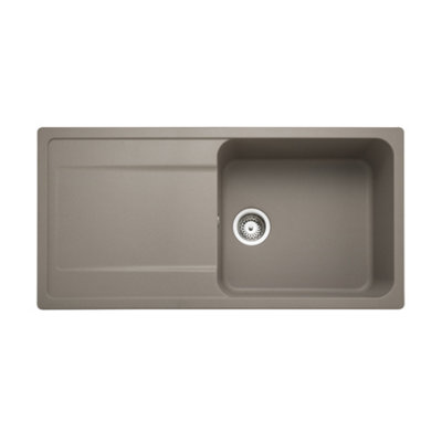 B&Q -  Loa Pebble Granite Composite 1 Bowl Kitchen Sink 500mm X 1000mm