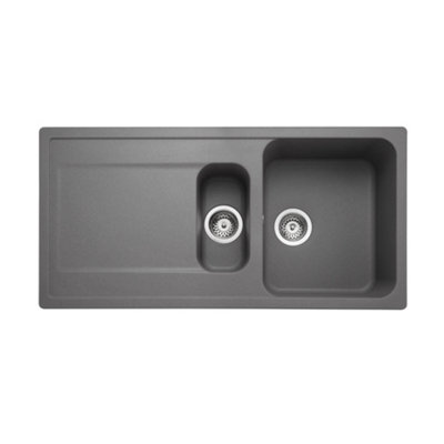 B&Q -  Loa Concrete Granite Composite 1.5 Bowl Kitchen Sink 500mm X 1000mm