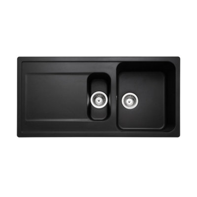 B&Q -  Loa Charcoal Granite Composite 1.5 Bowl Kitchen Sink 500mm X 1000mm