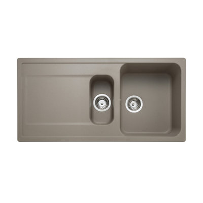 B&Q -  Loa Charcoal Granite Composite 1.5 Bowl Kitchen Sink 500mm X 570mm