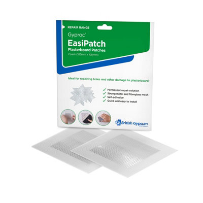 B&Q -  Aluminium & Fibreglass Self-Adhesive Plasterboard Repair Patch Pack Of 2 (W)150mm